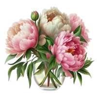 bouquet de pivoines sur une transparent Contexte. png déposer. floral arrangement