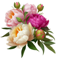 Bouquet of peonies on a transparent background. Png file. Floral arrangement