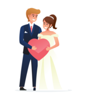 Bride in white dress and Groom in suit. Couple wedding png