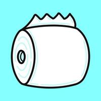 Cute funny toilet paper. Vector hand drawn cartoon kawaii character illustration icon. Isolated on blue background. Toilet paper character concept