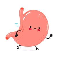 Cute funny running stomach. Vector hand drawn cartoon kawaii character illustration icon. Isolated on white background. Run stomach concept