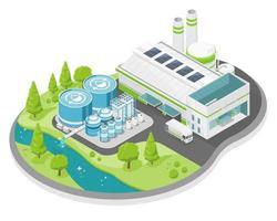 industrial aguas residuales tratamiento proceso en fábrica planta ecología aguas residuales tratamiento para salvar mundo concepto dibujos animados símbolos isométrica aislado ilustración vector