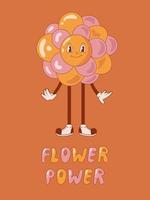 Flower power vector character poster