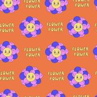 Flower Power character seamless pattern vector