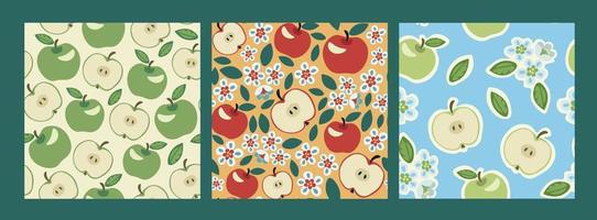 Apple Seamless Pattern set vector