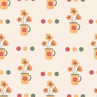 Fresh flowers in mag seamless pattern vector