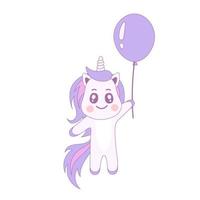 linda unicornio con globo vector