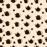 seamless pattern of teapots and teacups vector