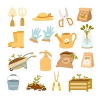 Gardening tools vector set collection