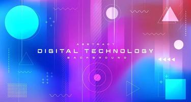 banner de tecnología digital concepto de fondo rosa azul, efecto de luz de tecnología cibernética, tecnología abstracta, datos futuros de innovación, red de Internet, big data ai, conexión de puntos de líneas, vector de ilustración