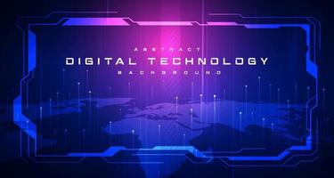 tecnología digital abstracta circuito futurista fondo rosa azul, tecnología de ciencia cibernética, futuro de comunicación de innovación, datos grandes ai, conexión de red de Internet, vector de ilustración de alta tecnología en la nube