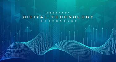 Digital technology banner blue green background concept, cyber technology light effect, abstract tech, innovation future data, internet network, Ai big data, lines dots connection, illustration vector