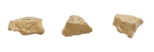 Design of a stylish and exquisite golden rock. Ideal for adding a luxurious touch to your projects. PNG file with high transparency. 3d render