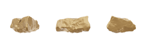 Design of a stylish and exquisite golden rock. Ideal for adding a luxurious touch to your projects. PNG file with high transparency. 3d render