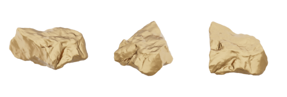 Design of a stylish and exquisite golden rock. Ideal for adding a luxurious touch to your projects. PNG file with high transparency. 3d render