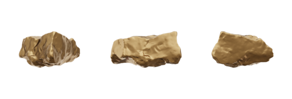 Design of a stylish and exquisite golden rock. Ideal for adding a luxurious touch to your projects. PNG file with high transparency. 3d render