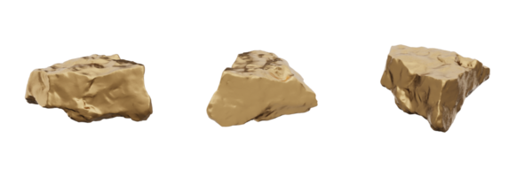 uma linda e realista 3d Renderização do uma dourado Rocha é apresentado. isto adorável mineral tem uma brilhando metálico brilho e uma natural, tipo cristal estrutura, adicionando uma sentido do riqueza png