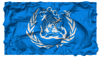 internacional marítimo organización, imo bandera olas con realista bache textura, bandera fondo, 3d representación png
