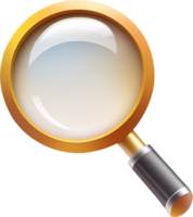 3D magnifying glass icon illustration. png