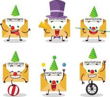 Cartoon character of invitation message with various circus shows vector