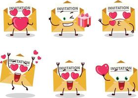 invitación mensaje dibujos animados personaje con amor linda emoticon vector