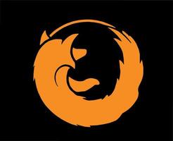 Mozilla Firefox Browser Logo Brand Symbol Orange Design Software Illustration Vector With Black Background