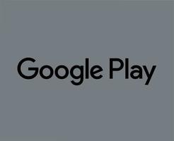 Google Play Symbol Brand Logo Name Black Design Software Phone Mobile Vector Illustration With Gray Background