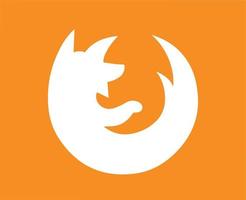 Mozilla Firefox Browser Brand Logo Symbol White Design Software Vector Illustration With Orange Background