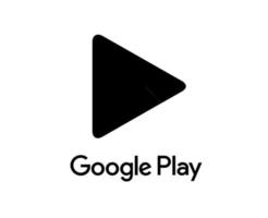 Google Play Logo Symbol With Name Black Design Software Mobile Vector Illustration