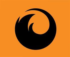 mozilla Firefox logo marca símbolo negro diseño navegador software vector ilustración con naranja antecedentes