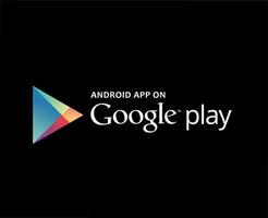 Google Play Logo Symbol With Name Design Software Phone Mobile Vector Illustration With Black Background