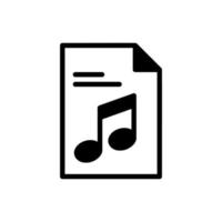 The music file icon is a piece of paper with a song notation on it vector