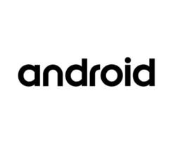 androide icono logo símbolo nombre negro diseño operando sistema vector ilustración