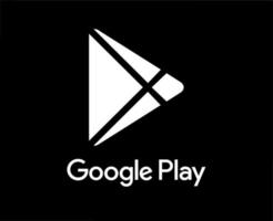 Google Play Brand Logo Symbol With Name White Design Software Phone Mobile Vector Illustration With Black Background