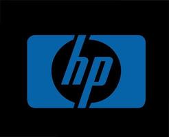 HP Brand Symbol Computer Logo Blue Design Usa Laptop Vector Illustration With Black Background