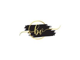 Initial Bv Logo Letter, Luxury BV Signature Logo Letter Vector