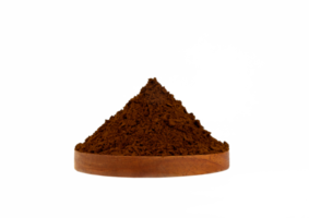 chocolate powder on wooden bowl isolated png