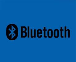 Bluetooth icono logo símbolo con nombre negro diseño vector ilustración con azul antecedentes