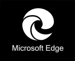 Microsoft Edge Browser Brand Logo Symbol With Name White Design Software Vector Illustration With Black Background