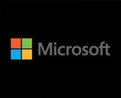 Microsoft Logo Brand Software Symbol With Name Design Vector Illustration With Black Background