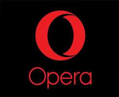 Opera Browser Brand Logo Symbol With Name Red Design Software Vector Illustration With Black Background