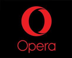 Opera Browser Brand Logo Symbol With Name Red Design Software Vector Illustration With Black Background