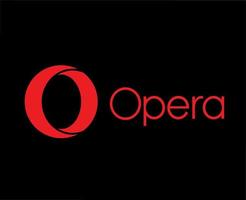 Opera Browser Logo Brand Symbol With Name Red Design Software Illustration Vector With Black Background