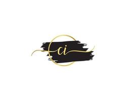 Luxury Ci Logo Icon, Minimal CI Signature Letter Logo Icon Design vector