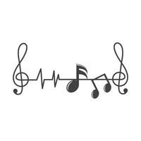 music note pulse line vector illustration