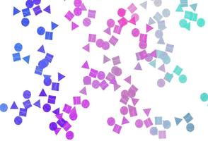 textura de vector de color rosa claro, azul en estilo poli con círculos, cubos.