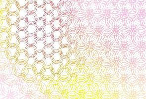 Light pink, yellow vector background with bubbles.