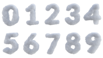 Cloud alphabet number. 3d render isolated png