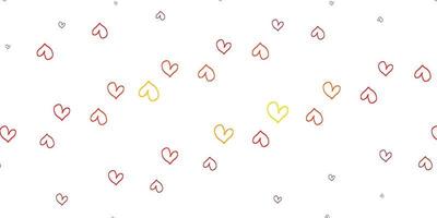 Light Red vector background with Shining hearts.