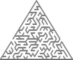 Vector layout with a gray triangular 3D maze, riddle.